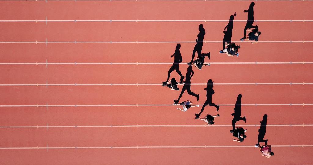 Runners on a track